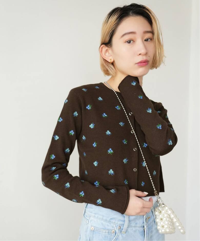 SLOBE citron. フラワーエンブロイダリーカーディガン  