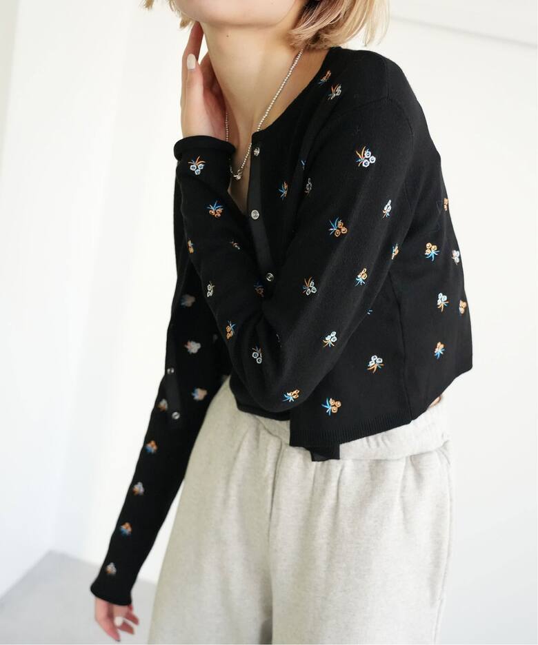 SLOBE citron. フラワーエンブロイダリーカーディガン（カーディガン  