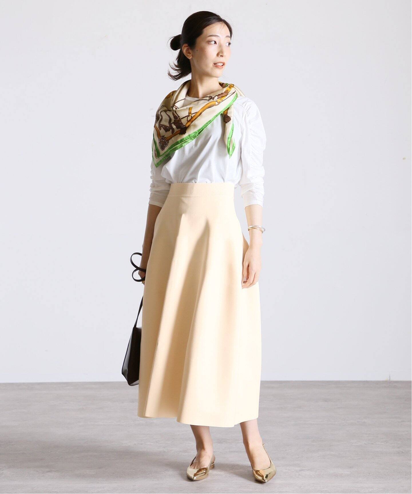 Room no.8 BLACK/ルームエイトブラック】PLATING TIERED Skirt（ロング 