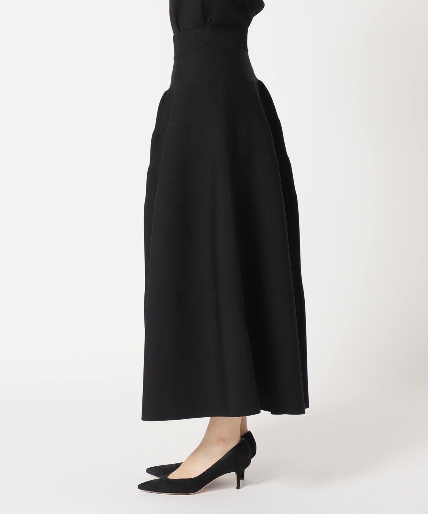 Room no.8 BLACK/ルームエイトブラック】PLATING TIERED Skirt（ロング 