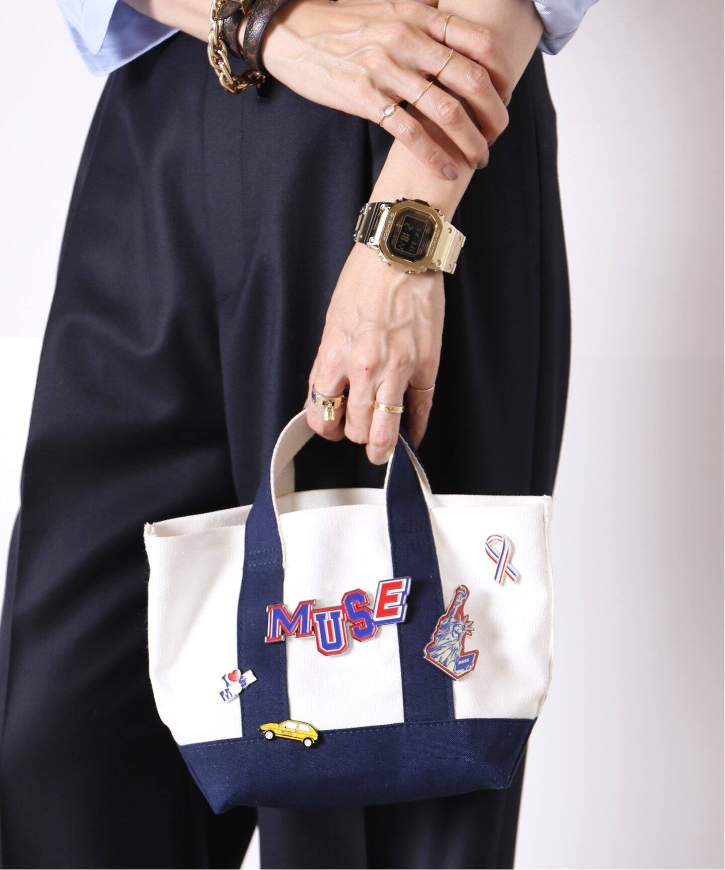 BONJOUR MADAME/ボンジュールマダム】PINツキ TOTE バッグ（トート 