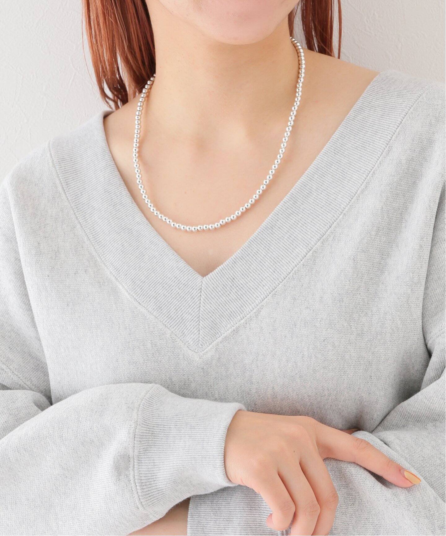 INDIAN JEWELRY 5mm シャイニービーズネックレス20インチ（ネックレス  