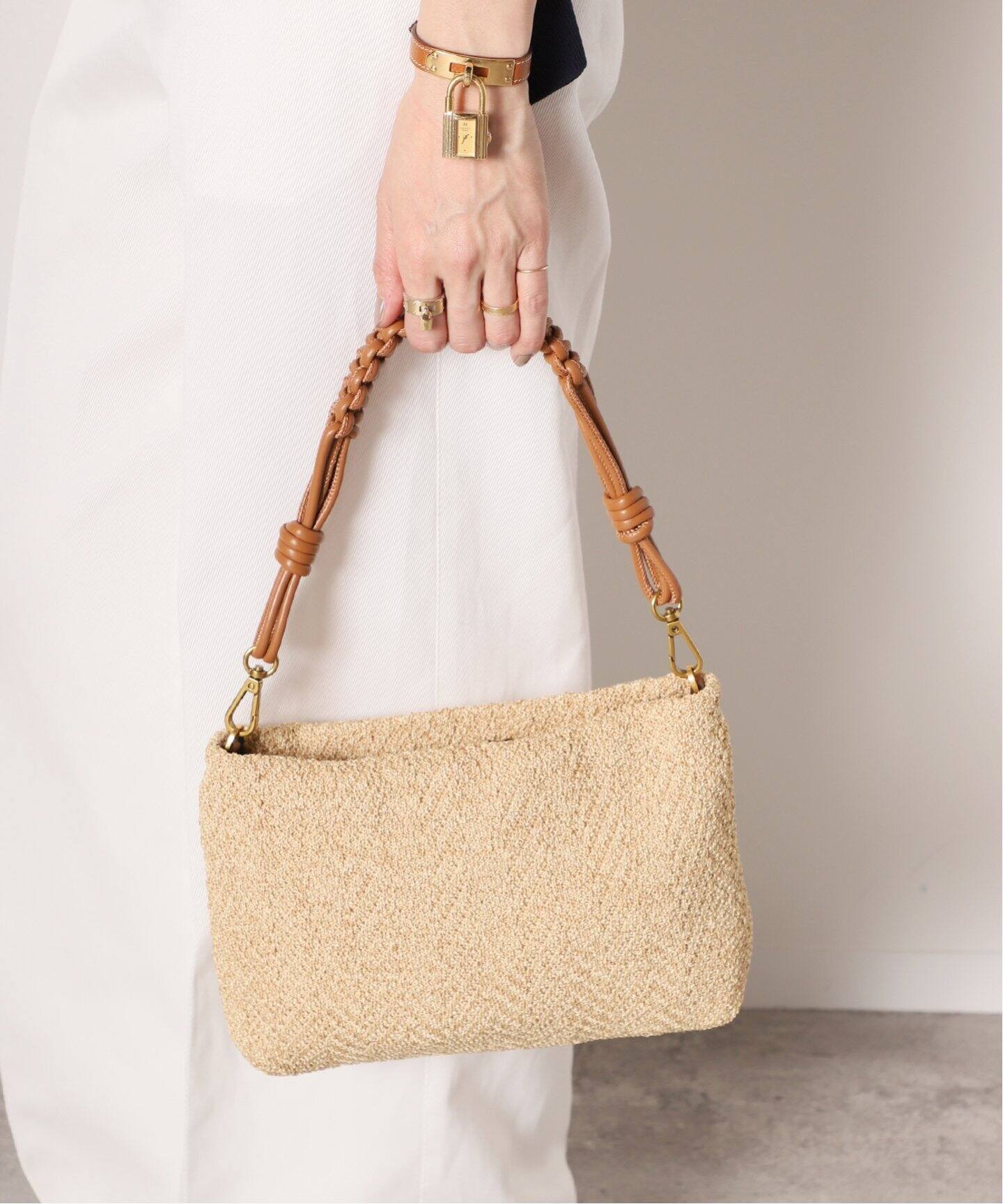 GIANNI CHIARINI/ジャン二 キアリー二】Straw fabric バッグ 