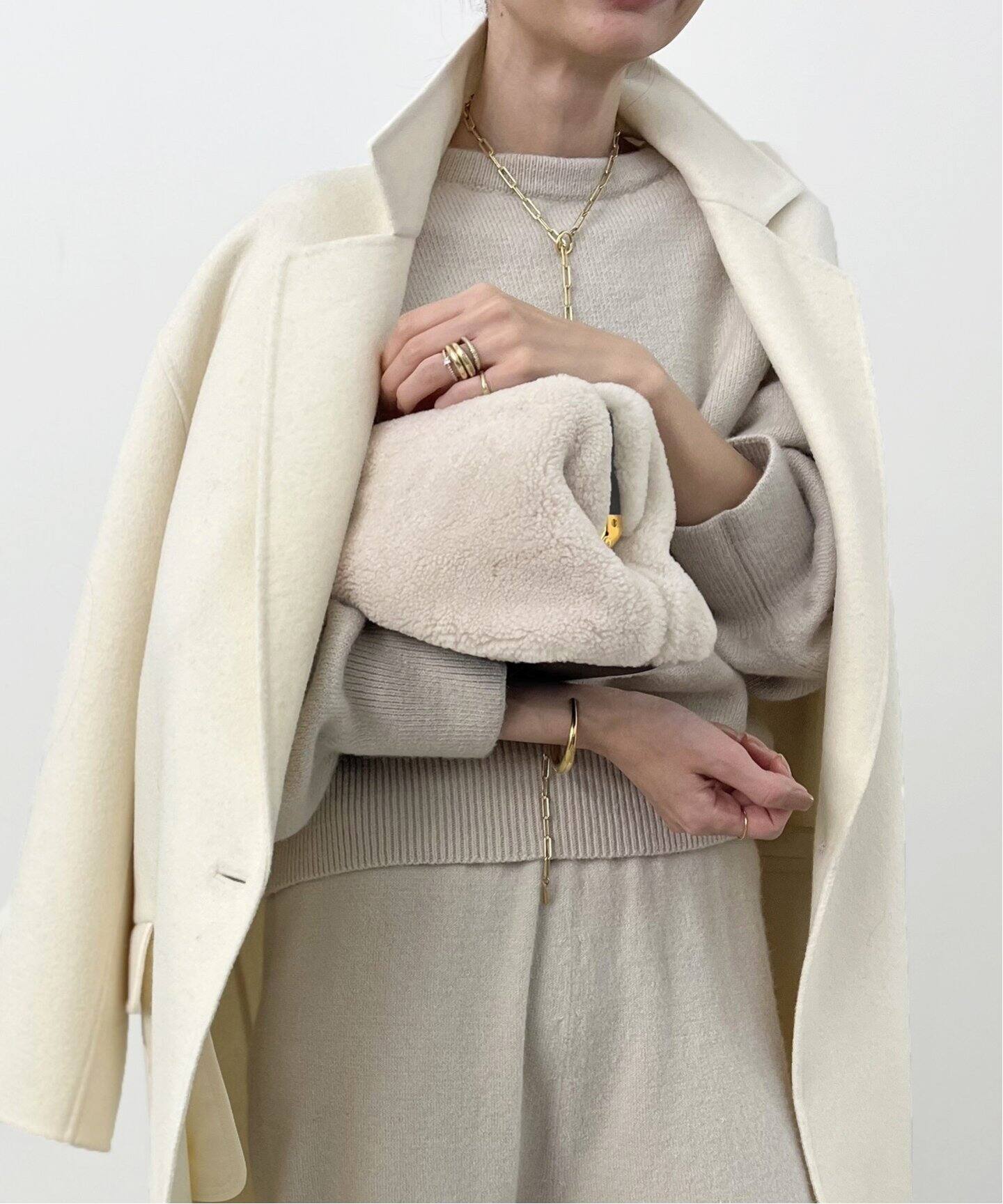 DEMELLIER LONDON】ShearlingSmooth Clutch（ショルダーバッグ）｜L  