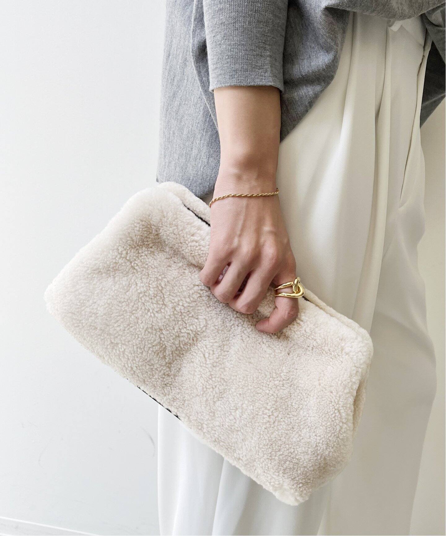 DEMELLIER LONDON】ShearlingSmooth Clutch（ショルダーバッグ）｜L  