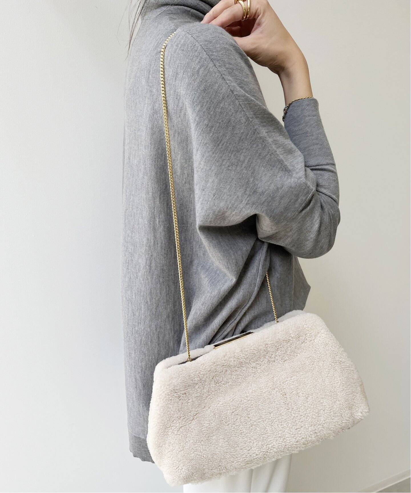 DEMELLIER LONDON】ShearlingSmooth Clutch（ショルダーバッグ）｜L  