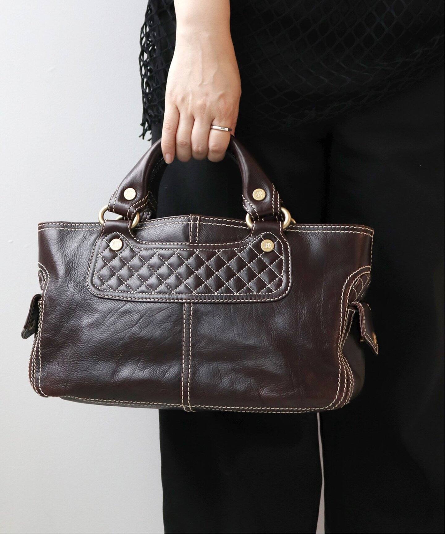 2210-26｜セリーヌ ブギーバッグ トリオンフ ぬるい ハンドバッグ 本革  