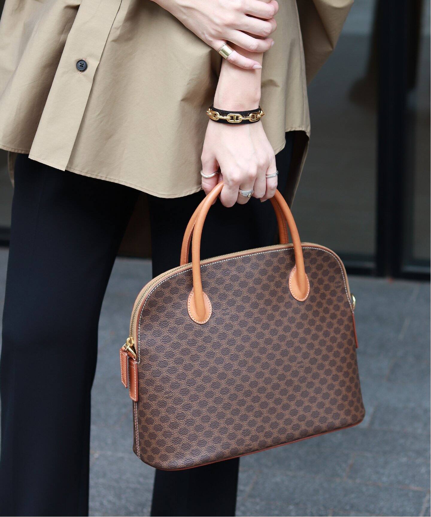 VINTAGE CELINE】マカダムハンドバッグ