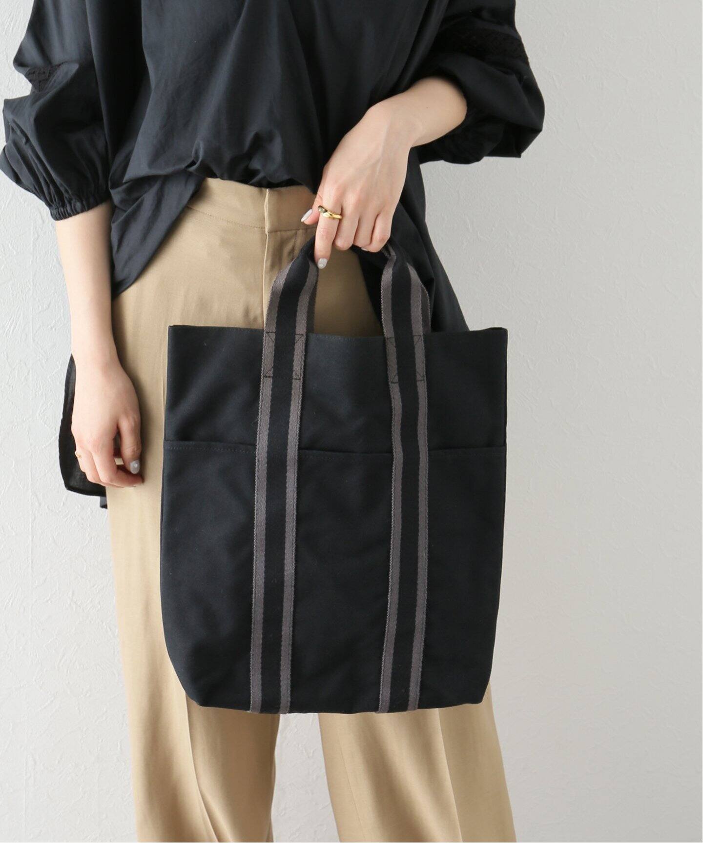 エルメス フールトゥカバス ブラック/グレー キャンバス 【460  