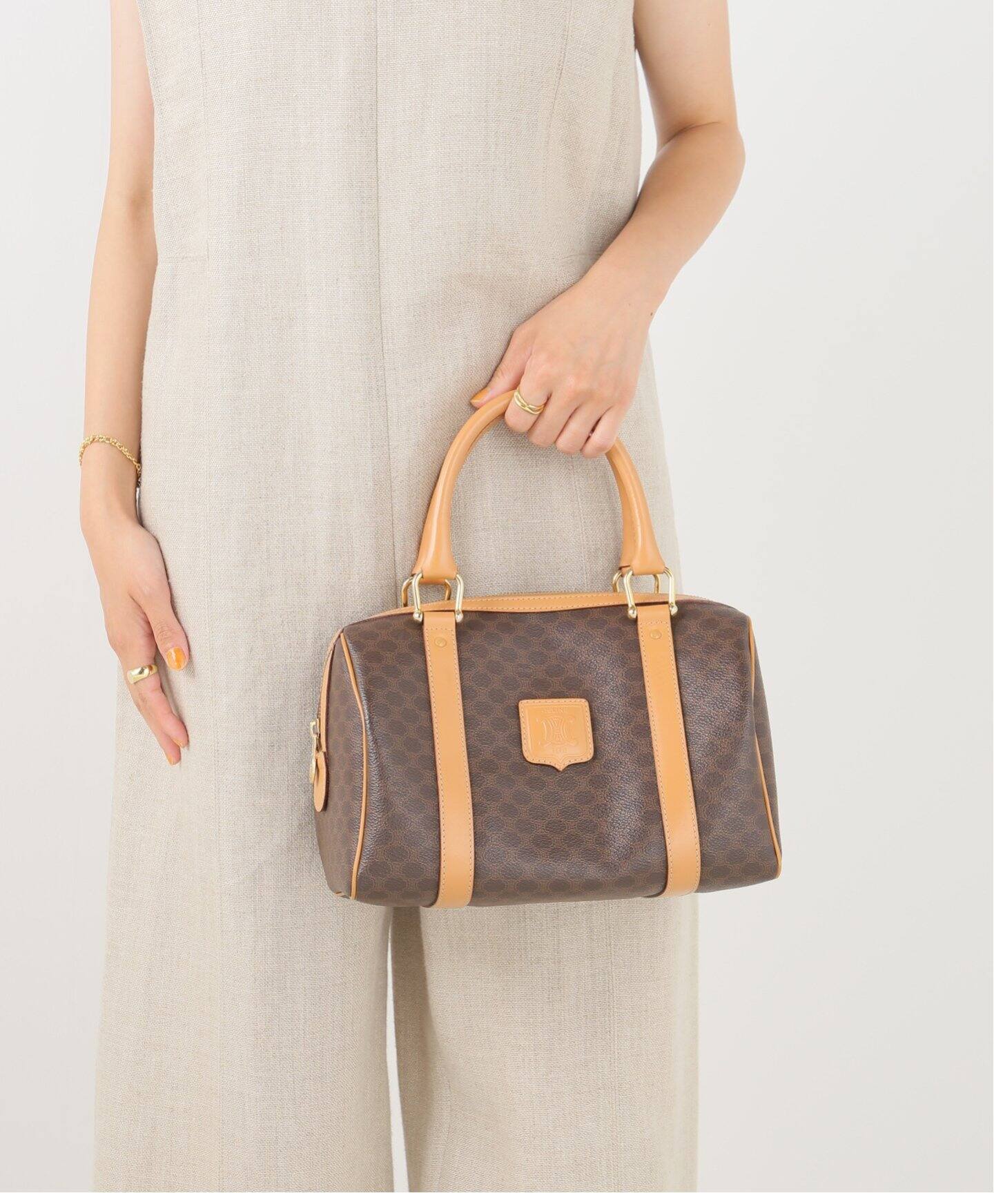 セリーヌ vintage CELINE マカダム柄 ボストン ハンド バッグ  