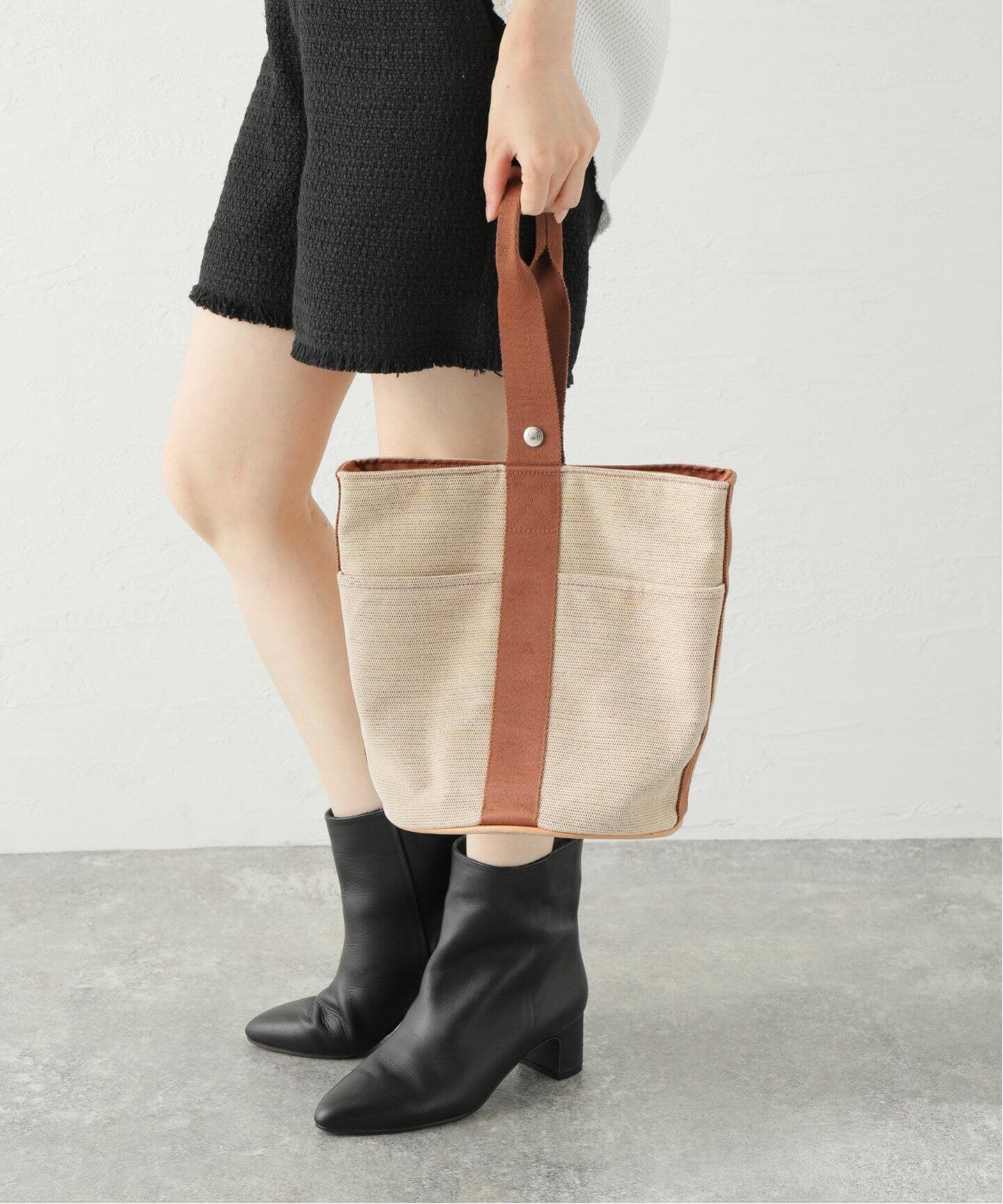 エルメス うくっ サクソー MM マロン キャンバス ハンドバッグ 正規品  