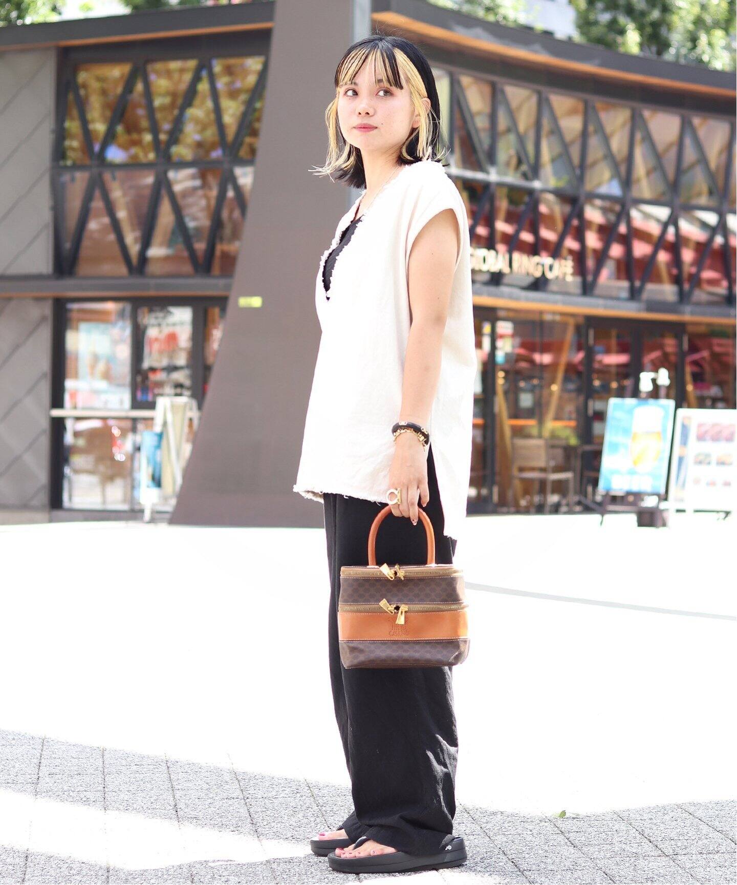 VINTAGE CELINE/セリーヌ】 Macadam バニティバッグ（ハンドバッグ 