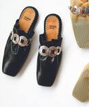 【TOGA PULLA/トーガプルラ】BLACK LEATHER MULE：ミュール