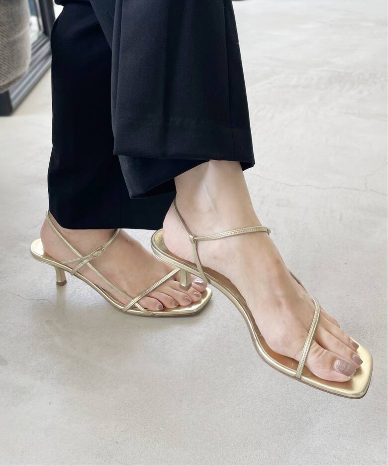 BRENTA/ブレンタ】Square Toe Strap Gold Sandal（サンダル）｜L  