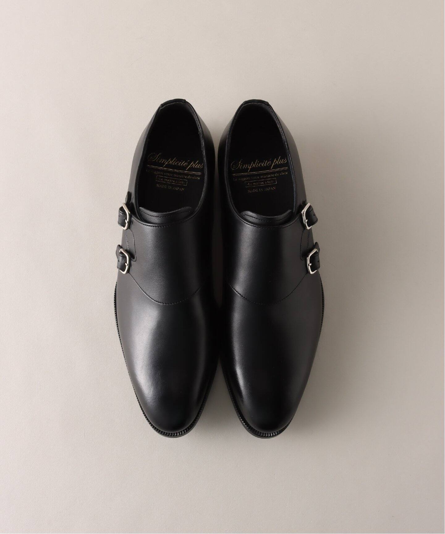 JOHN VARVATOS ダブルモンクストラップ レザーシューズ ブラック 