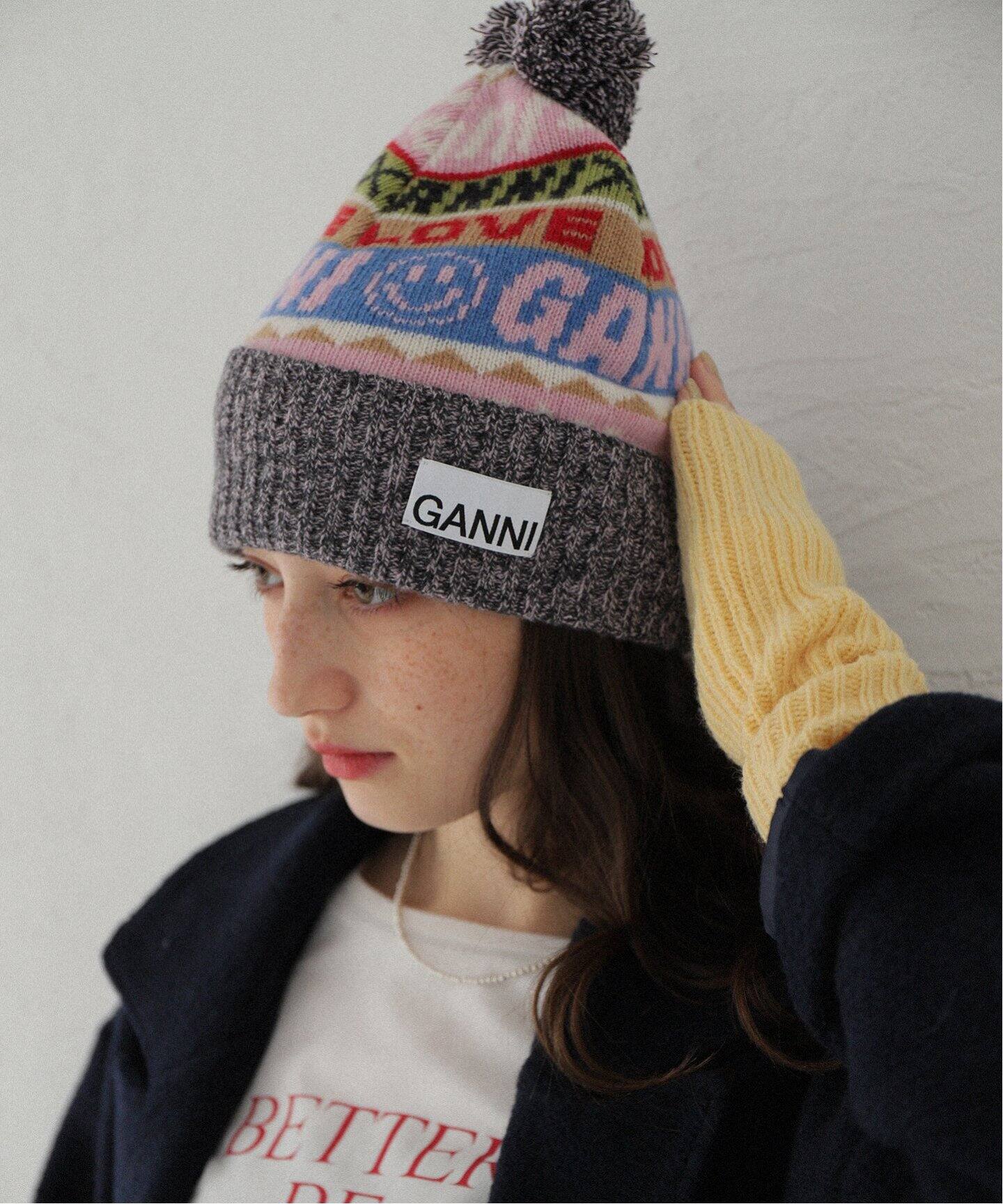 GANNI / ガニー】Graphic Wool Beanie：ニットキャップ（ニット 