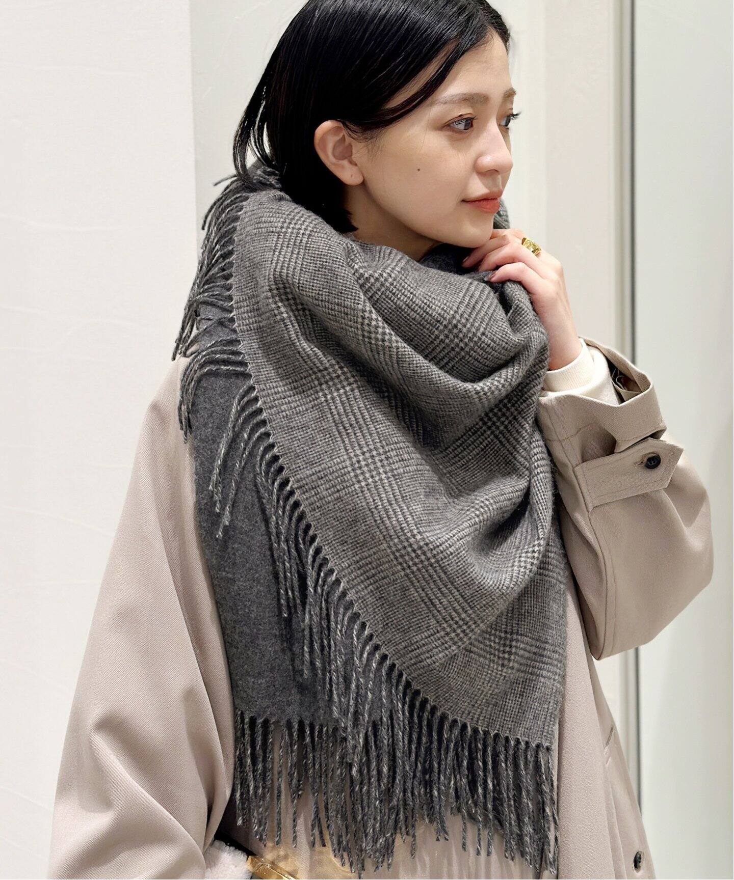 追加》【THROW/スロー】ダブルフェイスグレンチェックストール  