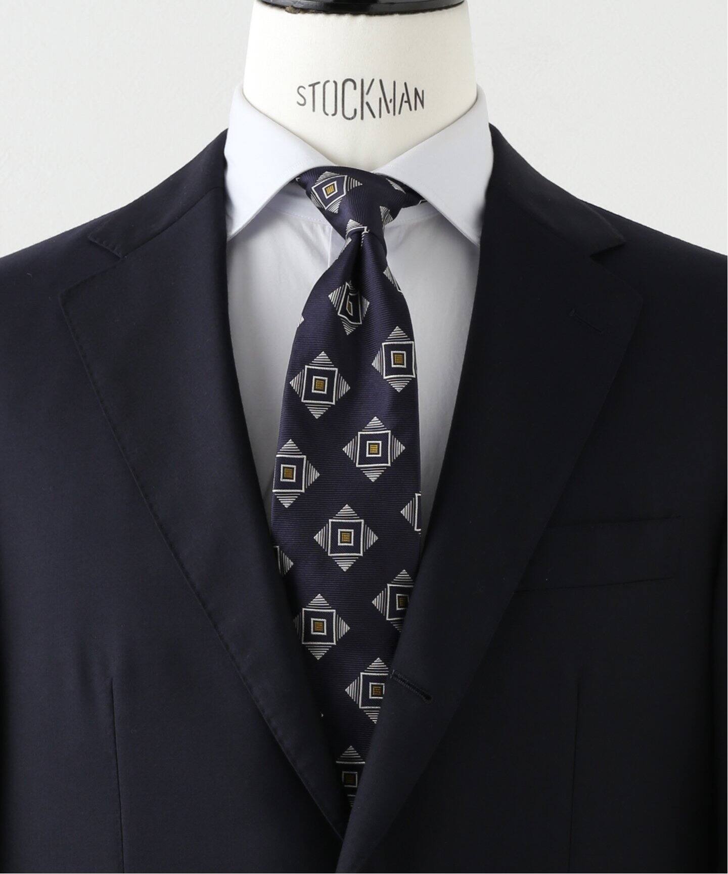 FRANCO BASSI / フランコ バッシ】ネイビージャガードタイ（ネクタイ  