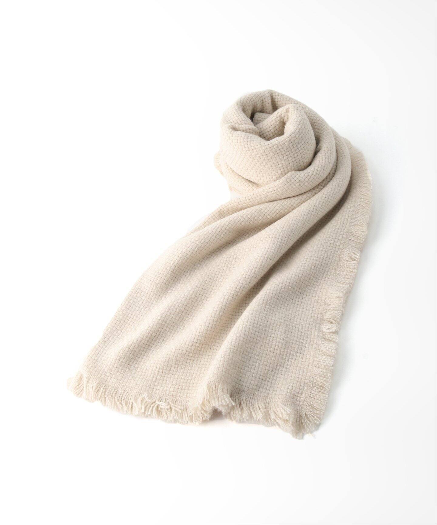 ASAUCE MELER / アソースメレ】カシミヤバスケットフリンジストール  