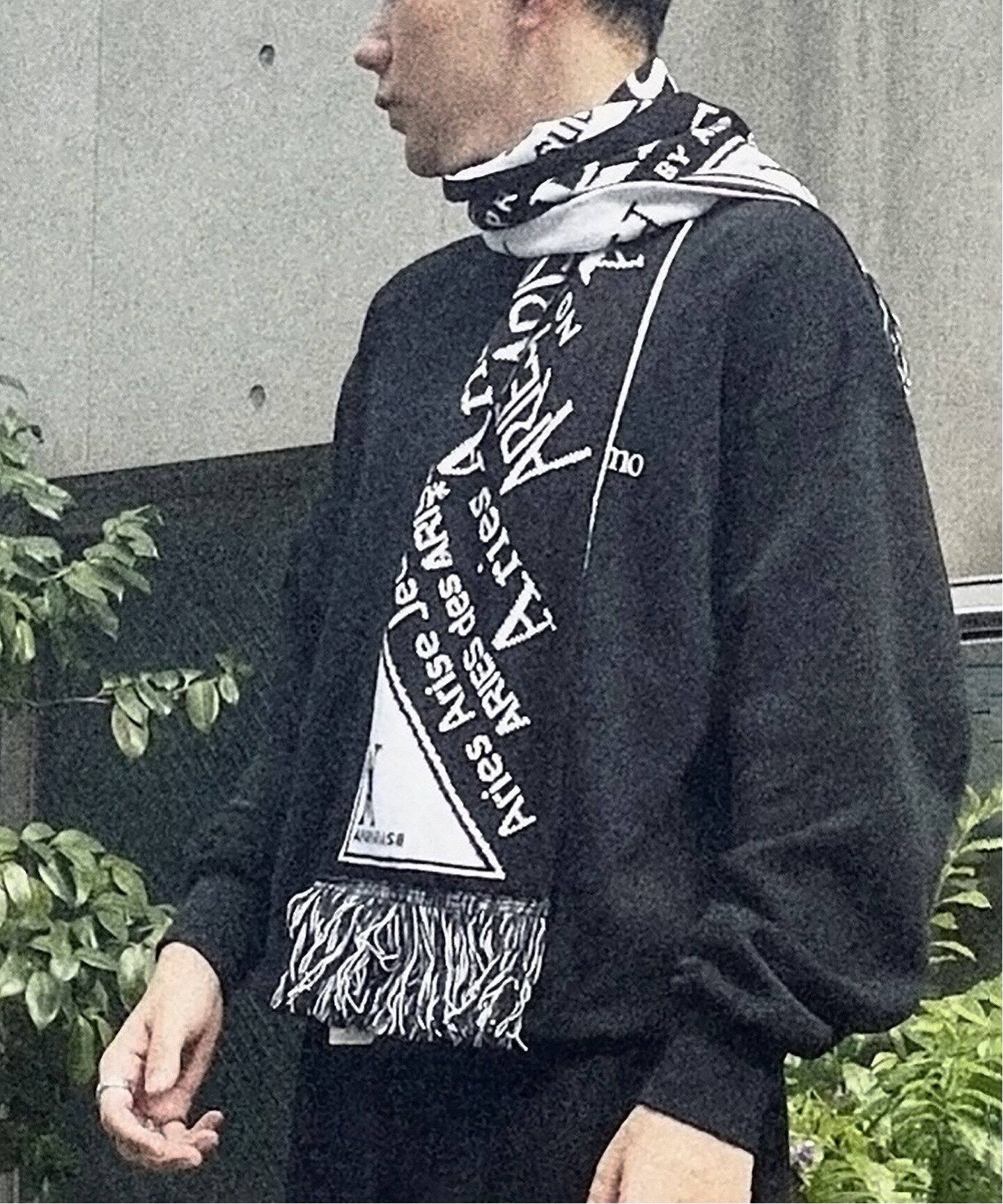 アリエス ロゴ入り ブラックマフラー（Aries COLUMIN SCARF マフラー 