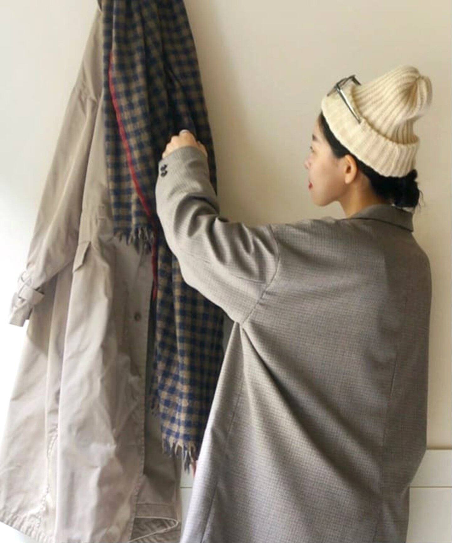 maison de soil/メゾン ド ソイル】 WOOL SILK GINGHAM CHECK S 