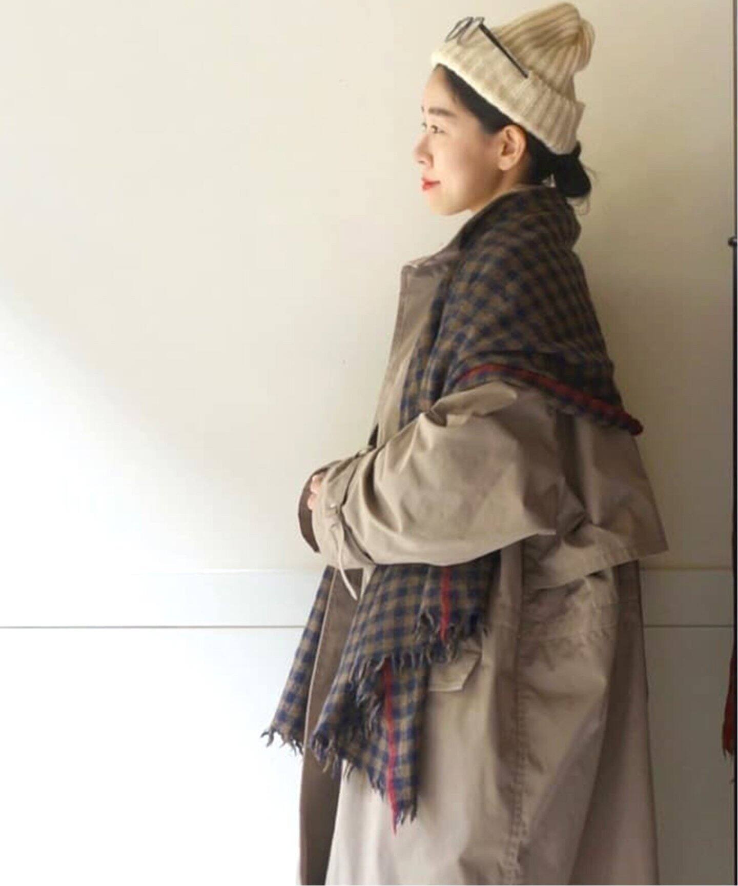 maison de soil/メゾン ド ソイル】 WOOL SILK GINGHAM CHECK S 