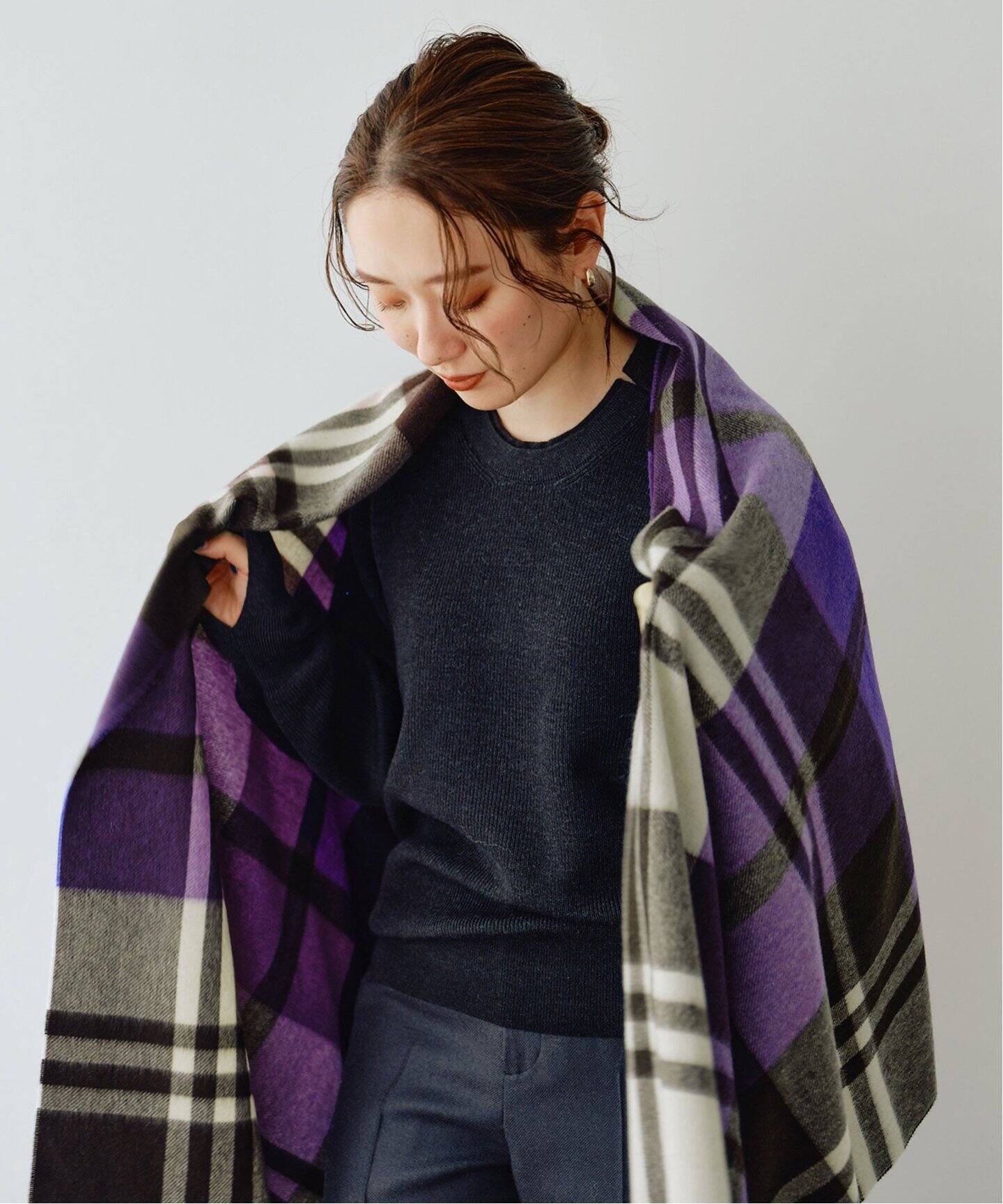 Joshua Ellis/ジョシュアエリス】 カシミヤチェックストール（マフラー  