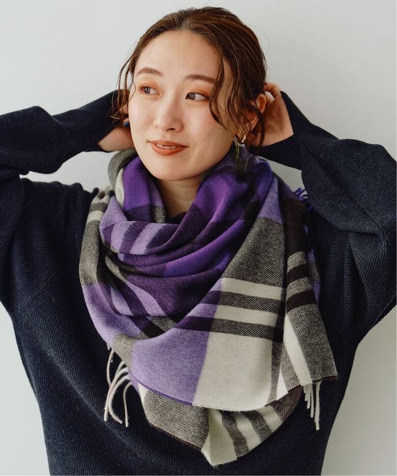 Joshua Ellis/ジョシュアエリス】 カシミヤチェックストール（マフラー  