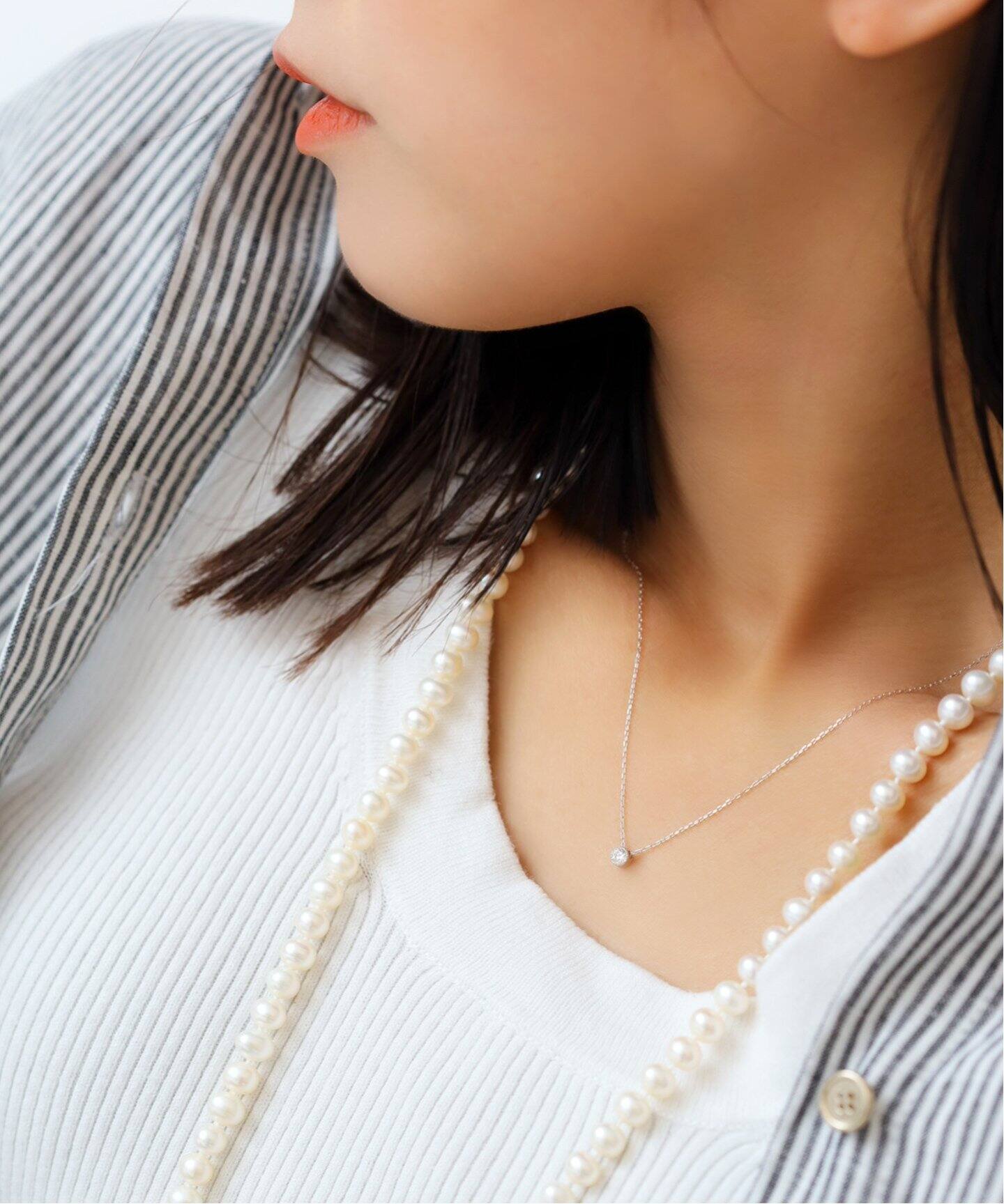 クラシック1粒ダイヤネックレス0.1ct K18WG（ネックレス）｜Lilas 