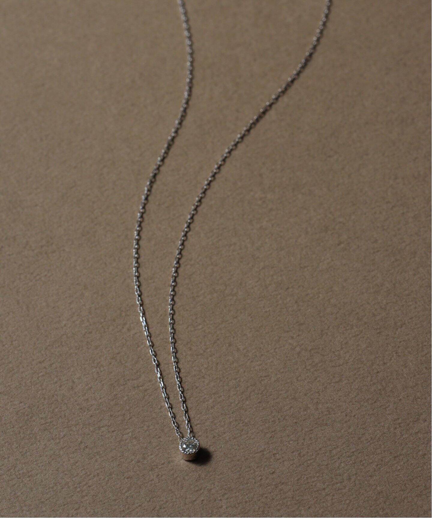 クラシック1粒ダイヤネックレス0.1ct K18WG（ネックレス）｜Lilas 