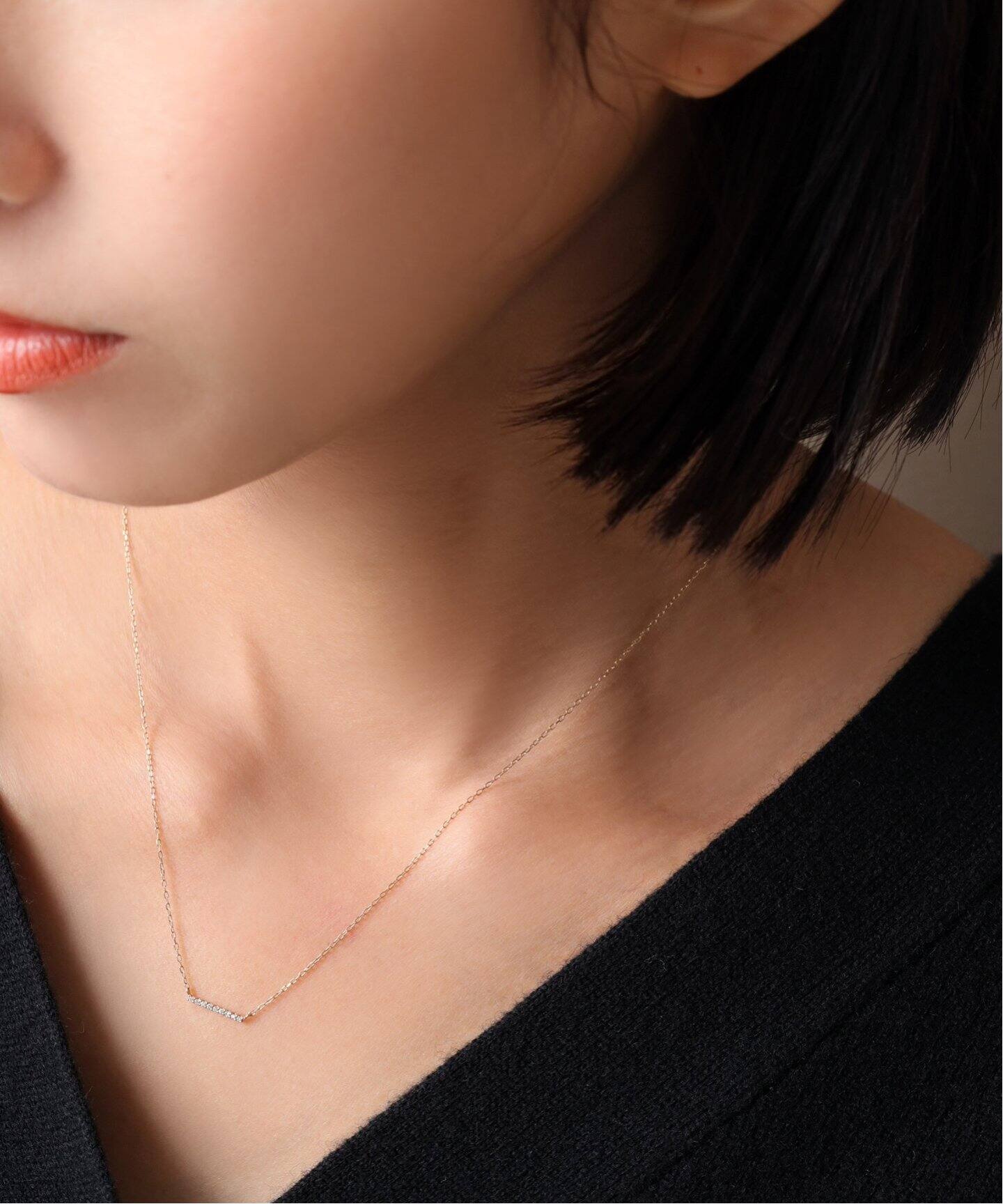 ダイヤ10mmバーネックレス K10（ネックレス）｜Lilas（リラ）の通販 