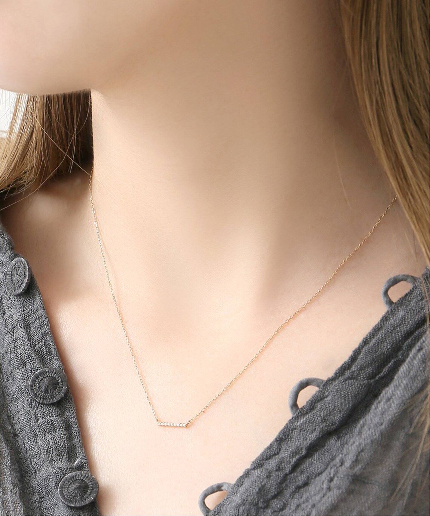 ダイヤ10mmバーネックレス K10（ネックレス）｜Lilas（リラ）の通販  