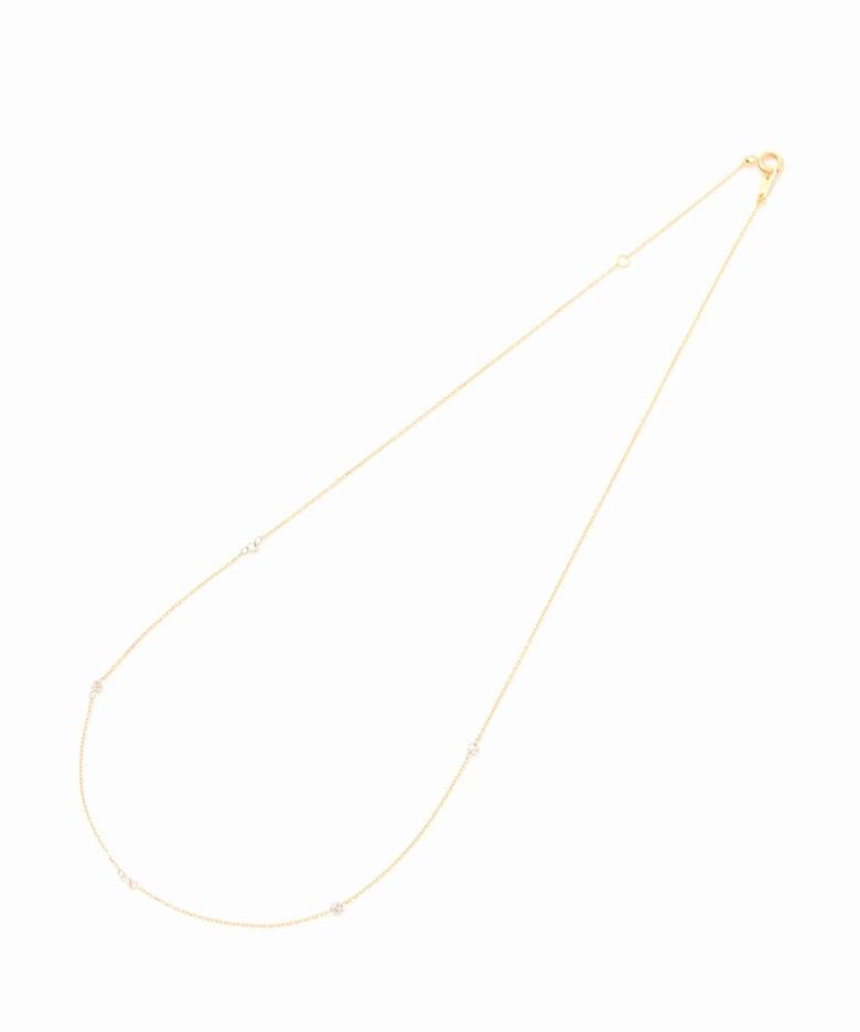 ダブルホールダイヤ5ピースネックレス0.2ct K18（ネックレス）｜Lilas 