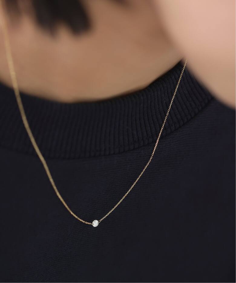 ダブルホールダイヤ1ピースネックレス0.1ct K18（ネックレス）｜Lilas 