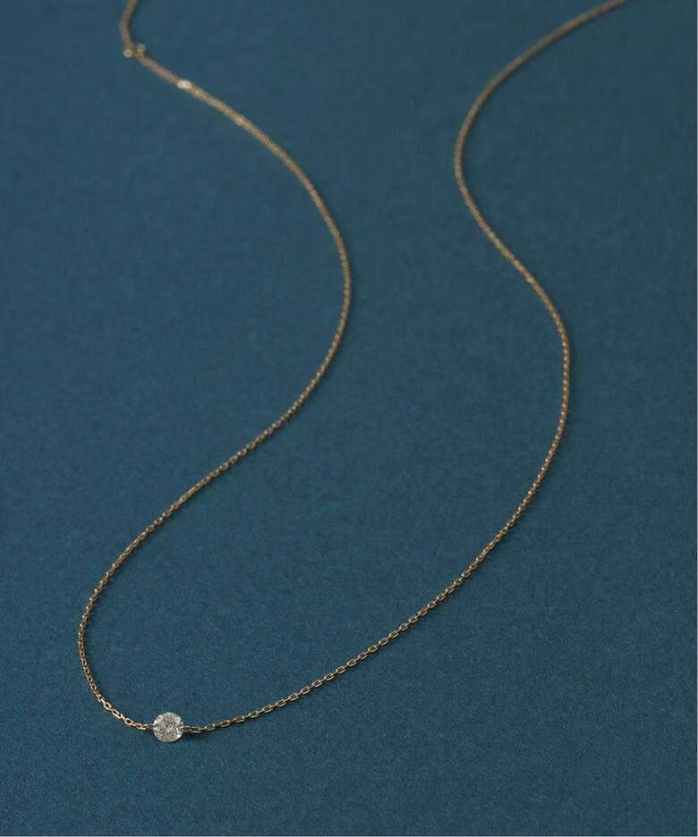 ダブルホールダイヤ1ピースネックレス0.1ct K18（ネックレス）｜Lilas 