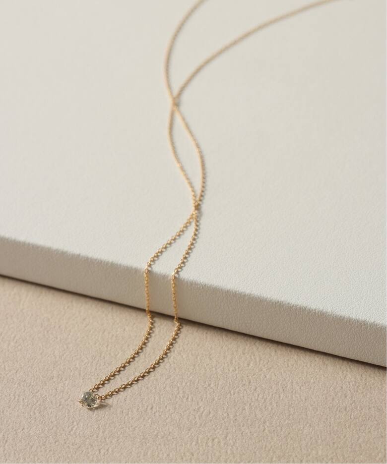 ダブルホールダイヤ1ピースネックレス0.1ct K18（ネックレス）｜Lilas 