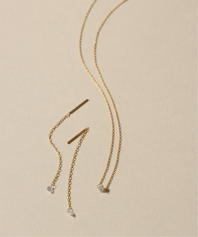 ダブルホールダイヤ1ピースネックレス0.1ct K18（ネックレス）｜Lilas 