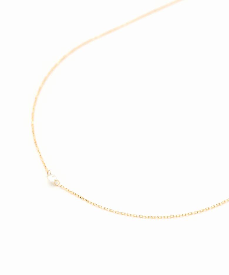 ダブルホールダイヤ1ピースネックレス0.1ct K18（ネックレス）｜Lilas 
