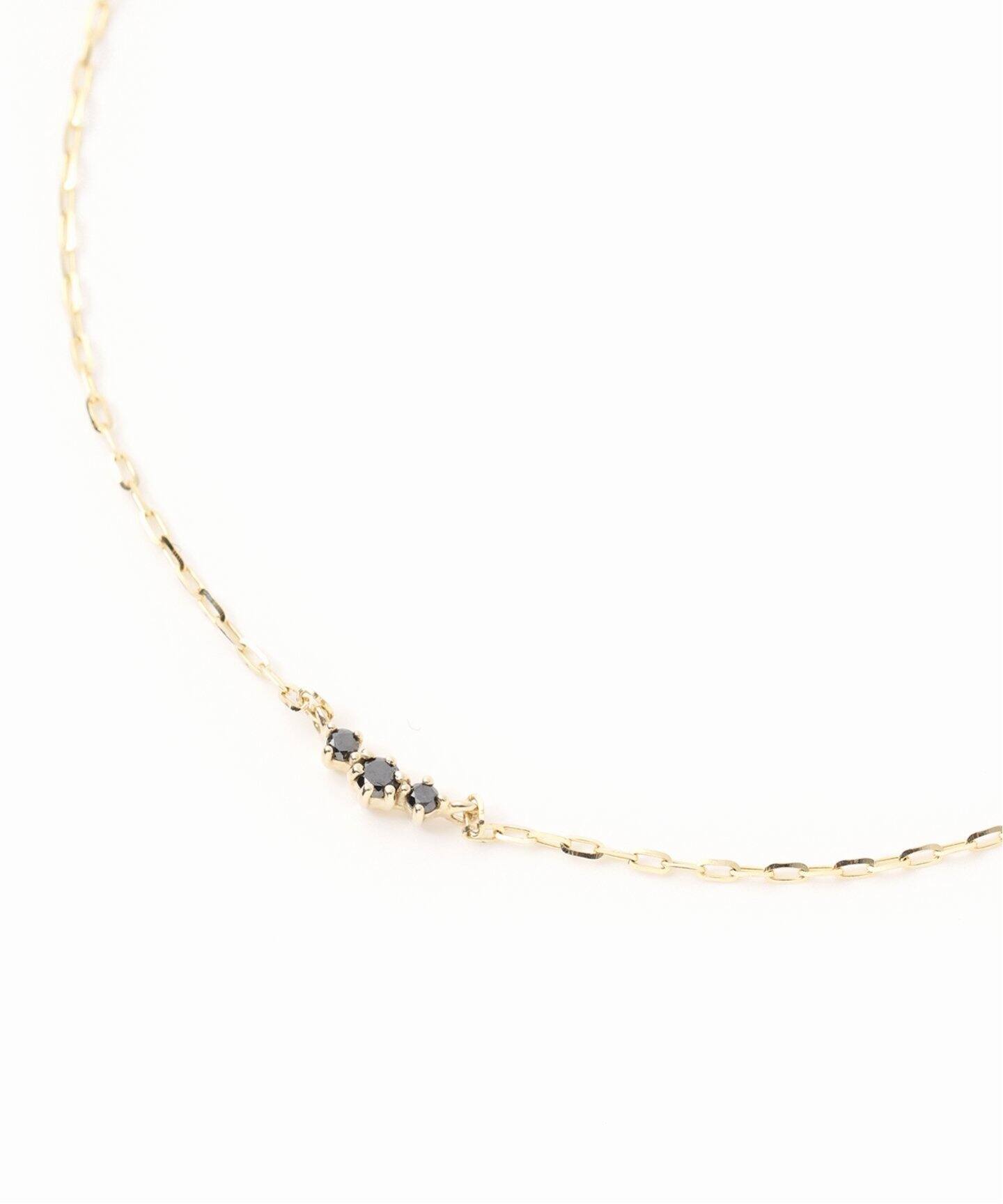 スモール3ラインブラックダイヤネックレス K10（ネックレス）｜Lilas 