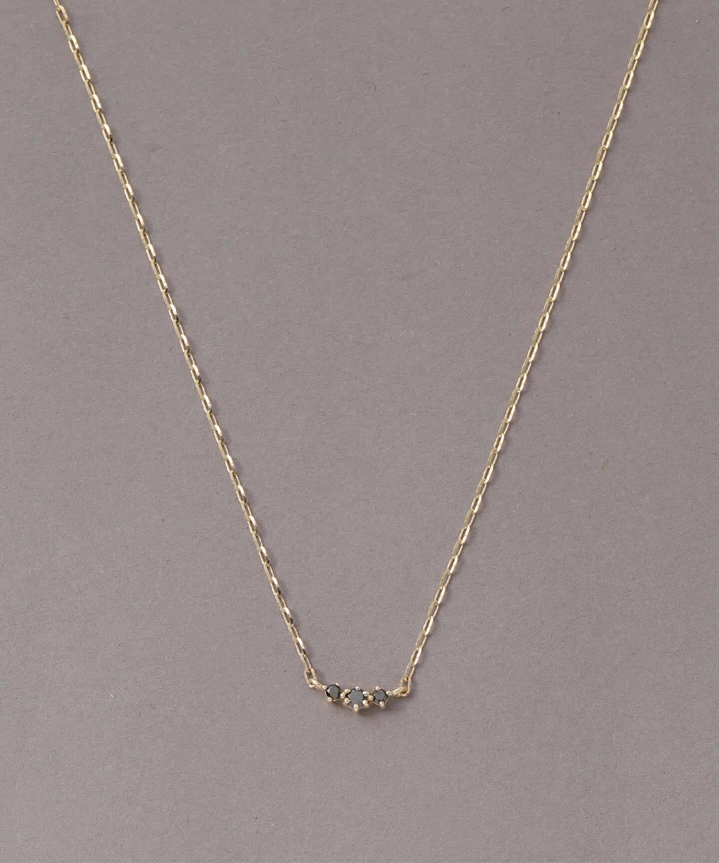 スモール3ラインブラックダイヤネックレス K10（ネックレス）｜Lilas 