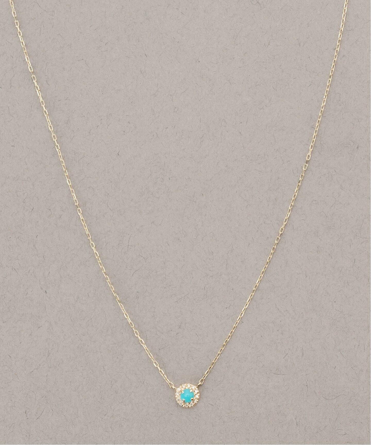 ターコイズ2.5mmカボションダイヤネックレス K10（ネックレス）｜Lilas 
