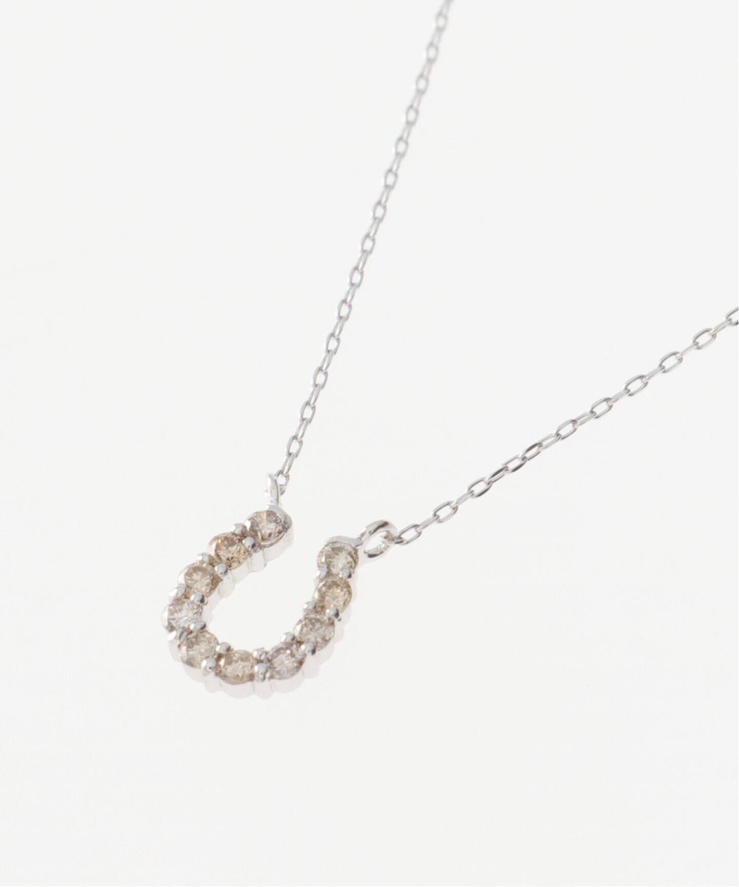 18KWG 0.1ct ダイヤモンド ホースシューネックレス（ネックレス 