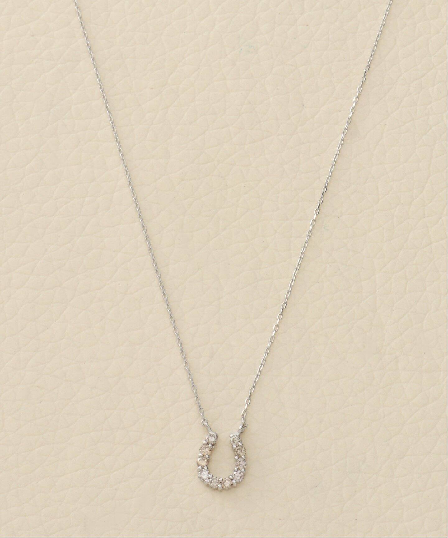 18KWG 0.1ct ダイヤモンド ホースシューネックレス（ネックレス 