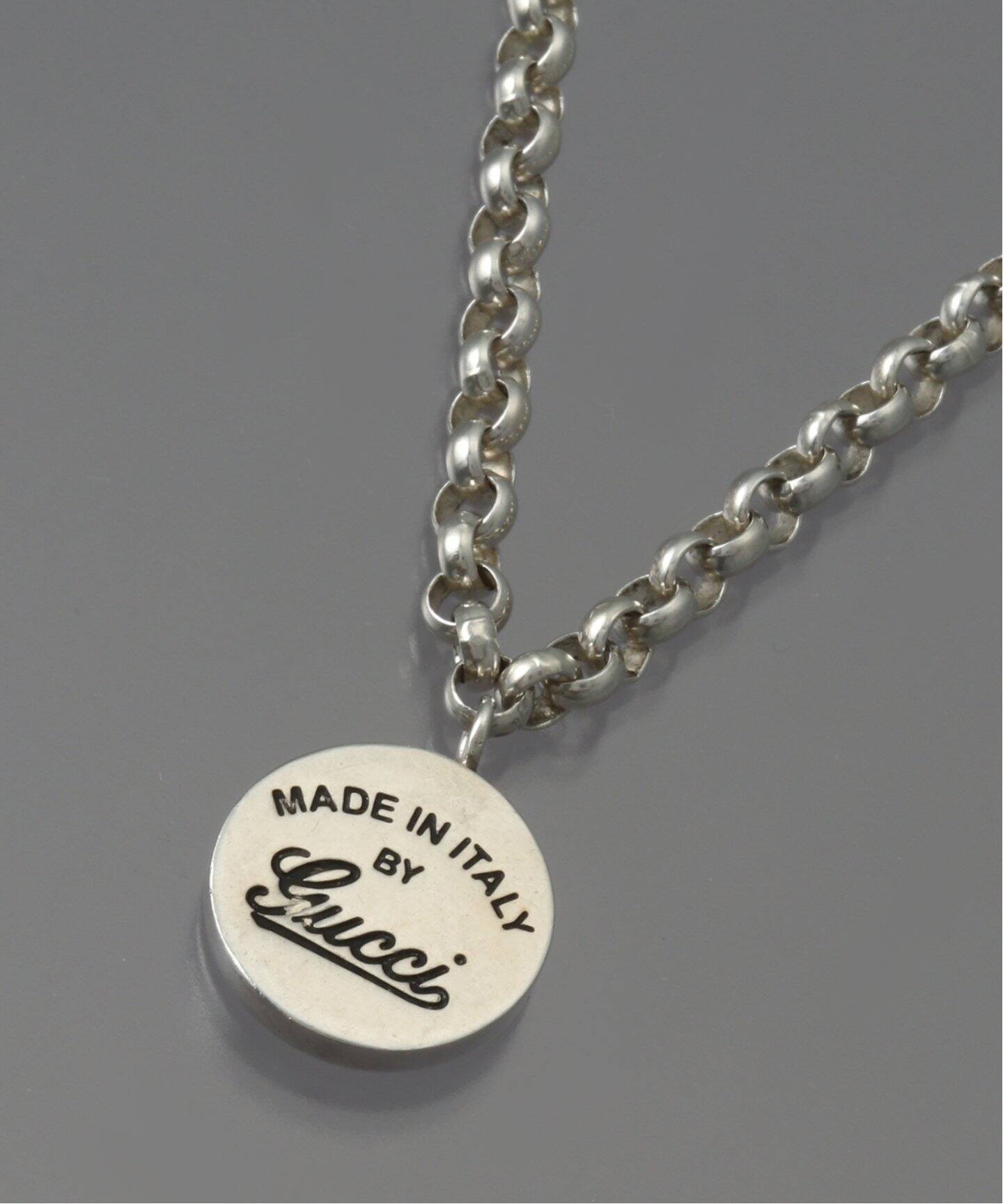 OLD GUCCI グッチ / LOGO CHARM SILVER NECKLACE（ネックレス 