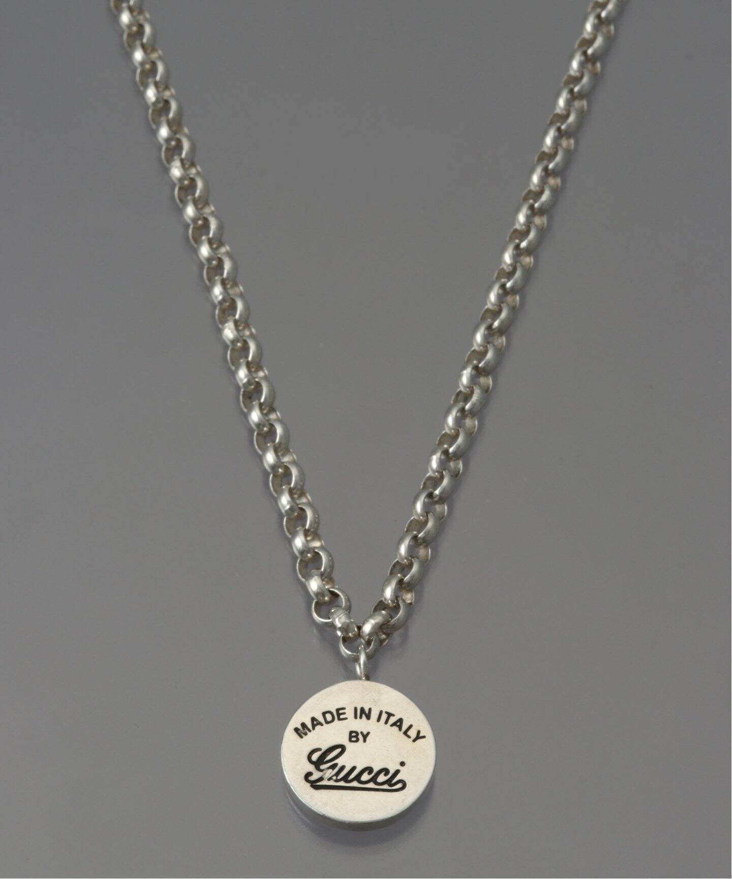 OLD GUCCI グッチ / LOGO CHARM SILVER NECKLACE（ネックレス 
