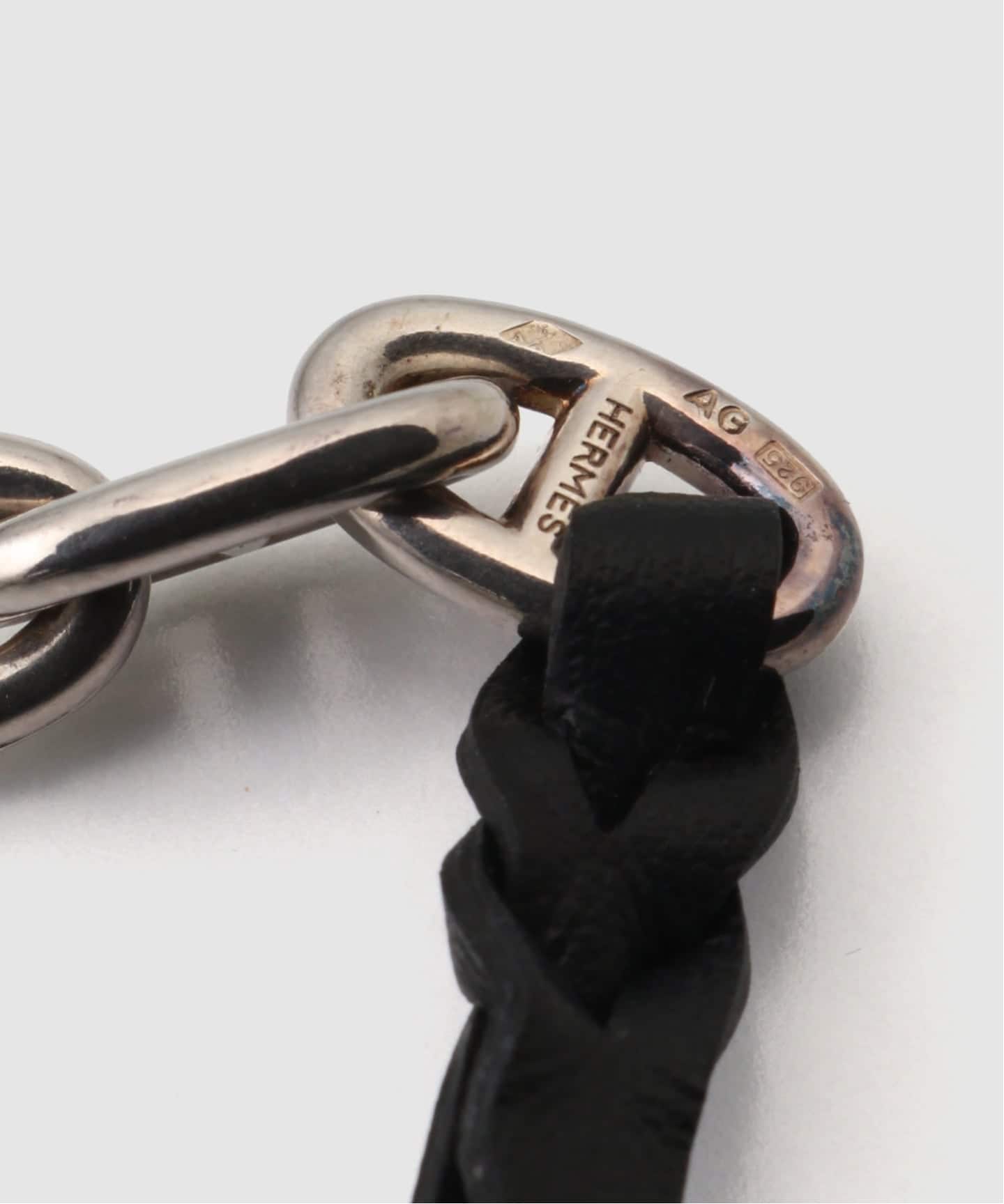 VINTAGE HERMES / エルメス】シェーヌダンクル 925 SV x LEATHER NL