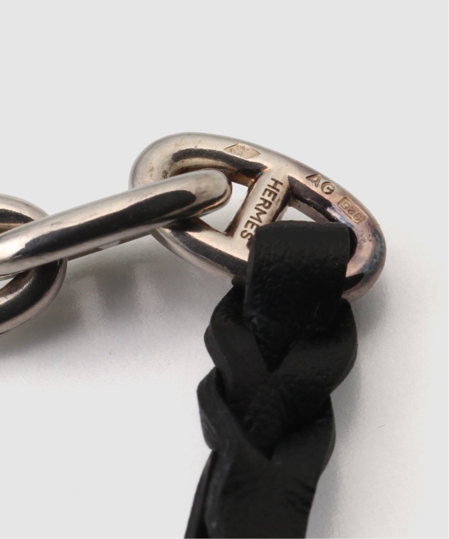 VINTAGE HERMES / エルメス】シェーヌダンクル 925 SV x LEATHER NL 