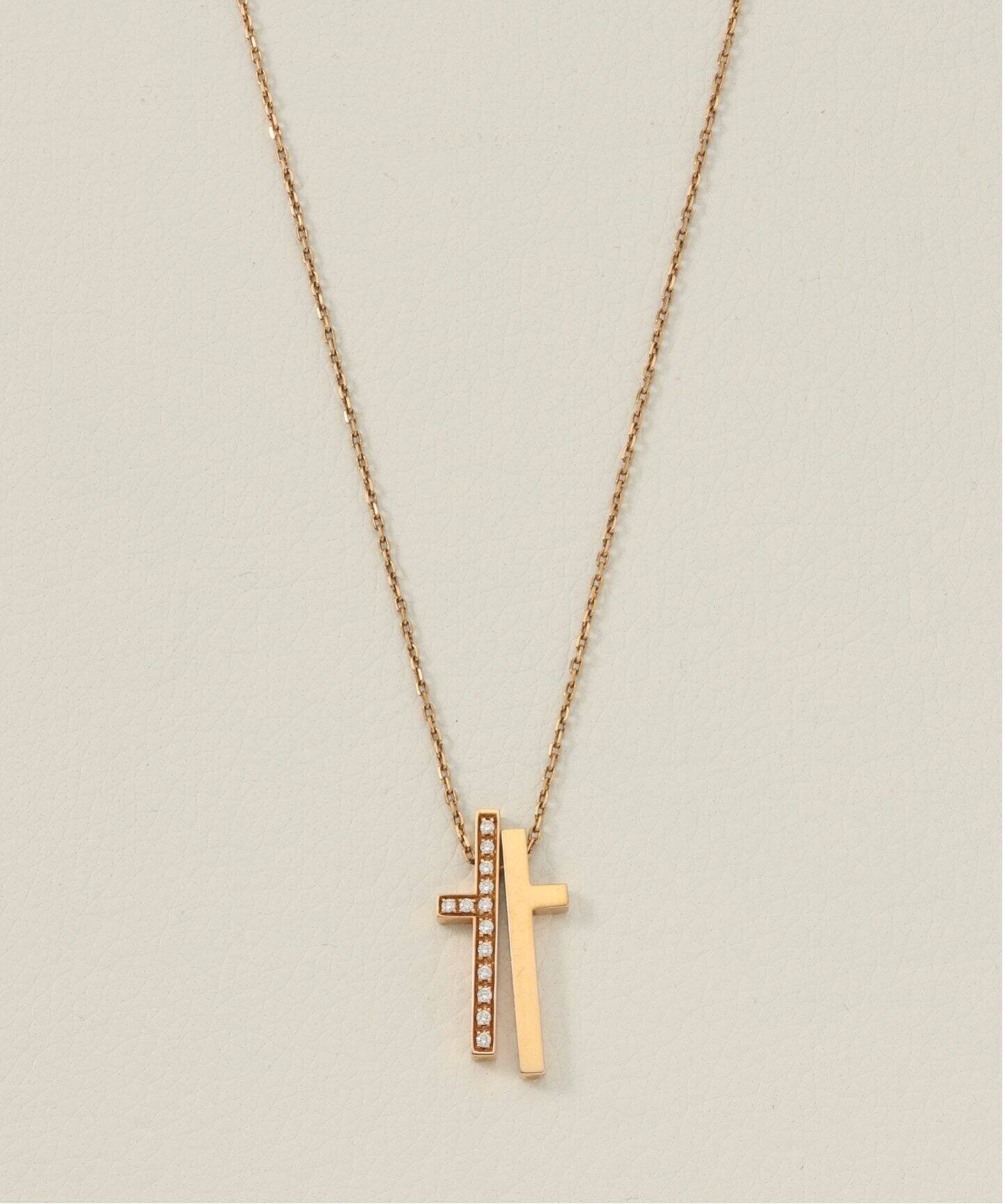 VINATGE GUCCI K18・ダイヤモンド クロスネックレス（ネックレス 