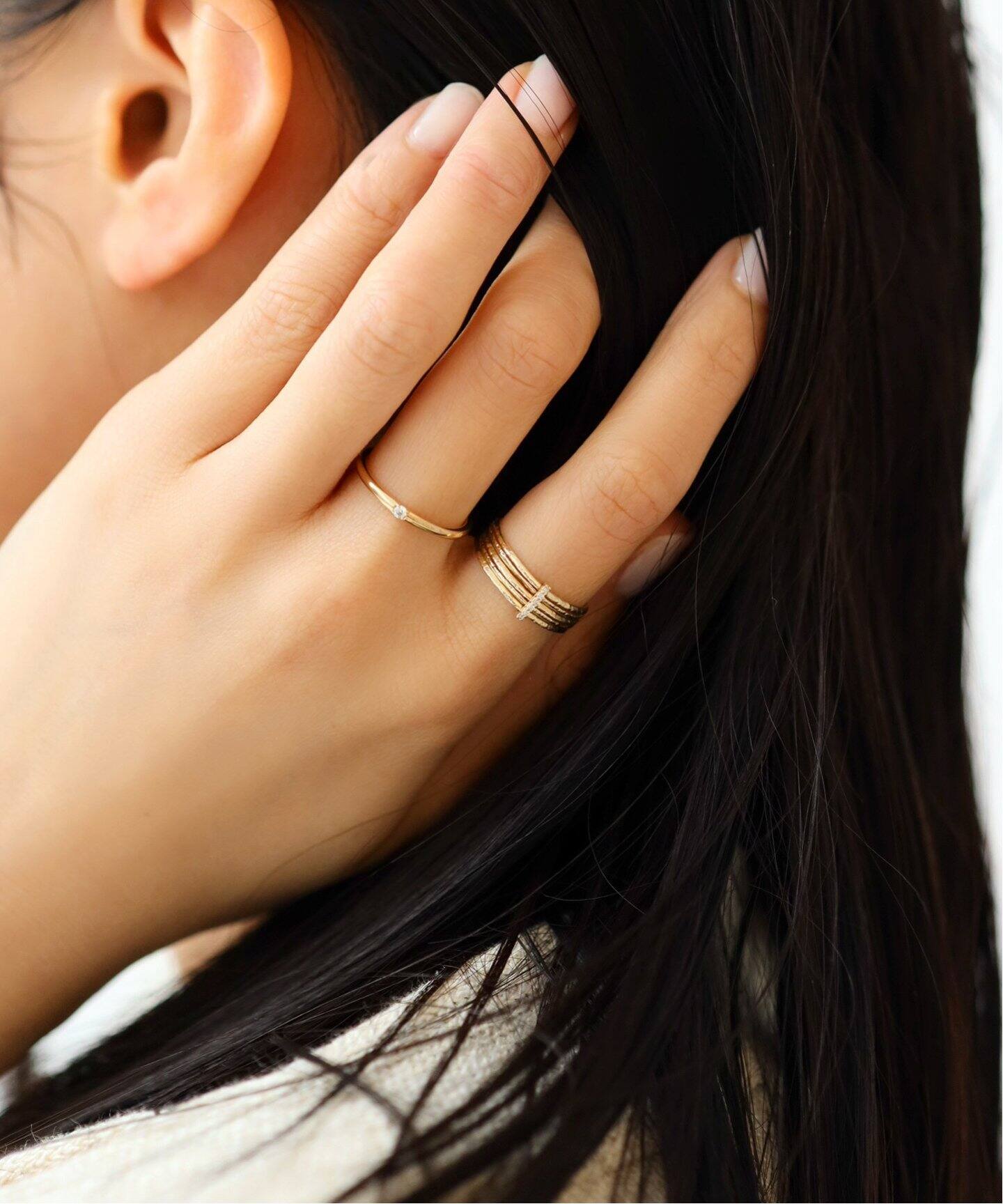 テクスチャー5本ダイヤバーリング K10（リング）｜Lilas（リラ）の通販 