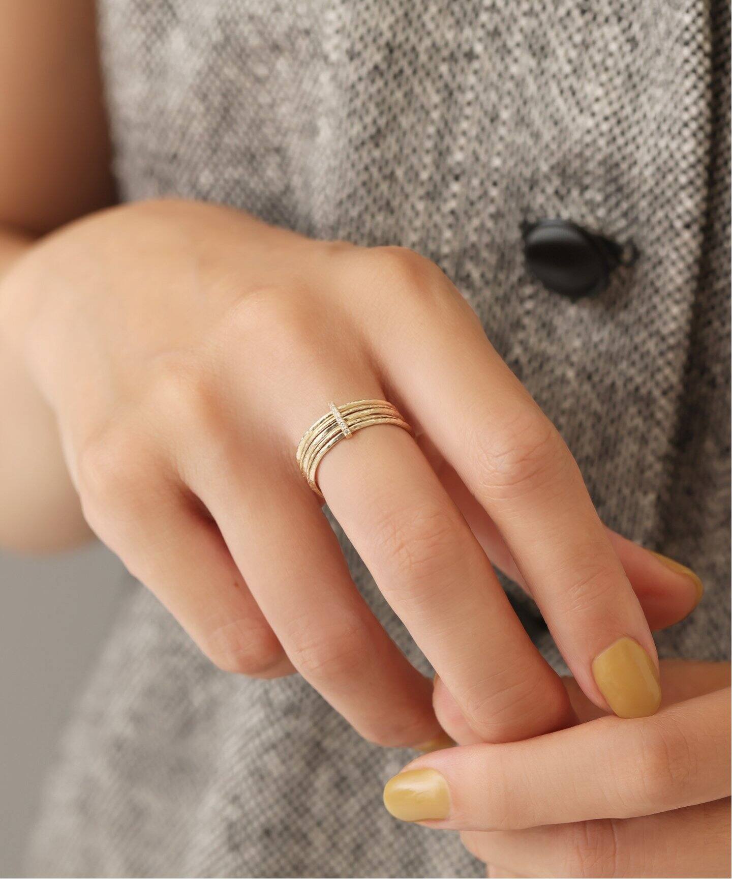 テクスチャー5本ダイヤバーリング K10（リング）｜Lilas（リラ）の通販 